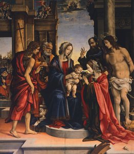 アレクサンドリアの聖カタリナの神秘的な結婚」フィリッピノ・リッピ（1457 ca- 1504）作、パネルに油彩、ボローニャのサン・ドメニコ大聖堂蔵