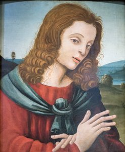 福音書記者聖ヨハネ、フィリッピーノ・リッピの弟子（木・油彩） 作： Filippino Lippi