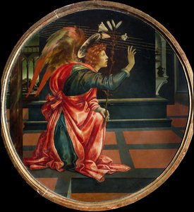 受胎告知、1483（木製パネルに油彩） 作： Filippino Lippi
