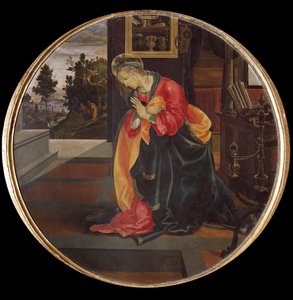 受胎告知」。聖母のディテール（油彩・キャンバス 作： Filippino Lippi