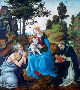 聖人ジェロームとドミニクと聖母子、c1485