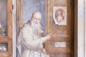 フィリッポ・バルビによる壁と木の油絵、詳細 作： Filippo Balbi