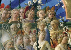 Incoronazione Maringhi または Filippo Lippi による聖母の戴冠式 (1406-1469 年頃)、木にテンペラ、200x287 cm、詳細 作： Filippo Lippi