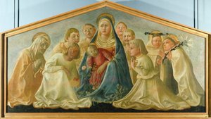 Trivulzio Madonna or Madonna of Humility with Angels and Carmelite Saints by Filippo Lippi (ca 1406-1469), tempera on panel, 85x168 cm   1463282   ja       japanese Successfully Translated  Original: The Torre de Comares, Alhambra, 1835 Translat: The Torre 作： Filippo Lippi