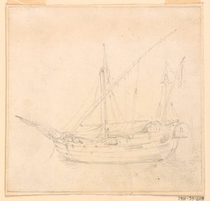 デッサン、帆船、1780年頃 作： フィリッポ・マルキオーニ