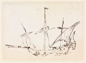 素描、帆船、1770-1800年 作： フィリッポ・マルキオーニ