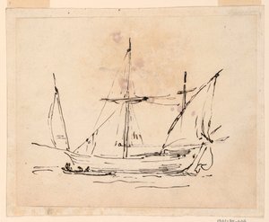 素描、帆船、1770-1800年 作： フィリッポ・マルキオーニ