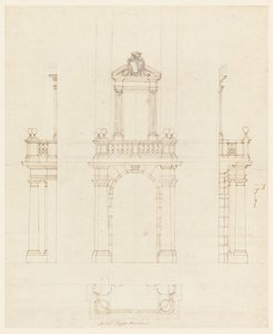 素描、ドアケースとドア枠、1750-75年 作： フィリッポ・マルキオーニ