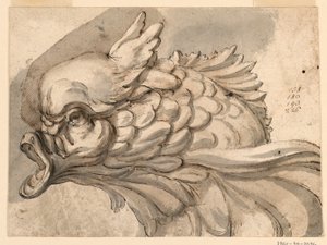 素描、イルカの頭部、1775年頃 作： フィリッポ・マルキオーニ