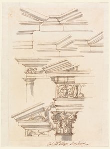素描、エンタブラチャーとペディメントのための習作、1770年頃 作： フィリッポ・マルキオーニ