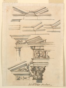 素描、エンタブラチャーとペディメントのための習作、1770年頃 作： フィリッポ・マルキオーニ
