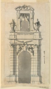 デッサン、町の邸宅の中央下部の立面図、1770-85年 作： フィリッポ・マルキオーニ