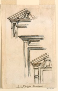 素描、3つの窓またはドア・ケース、1770年頃 作： フィリッポ・マルキオーニ