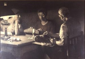 The Lace Makers（チャコール＆セピア） 作： Firmin Baes