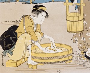 川で洗う女たち、表紙はフィルマン・ジロ（1819-1872）、ル・ジャポン・アーティスティク（日本美術）、ジークフリート・ビング（1838-1905）が収集した芸術と産業の文書、月刊1889年7月、フランス 作： Firmin Gillot