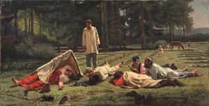 干し草の収穫で休む、1887 作： Firs Sergeevich Zhuravlev