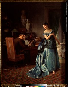 ファッションレディ、舞踏会の準備 - モミ・セルゲイヴィッチ・ズラヴィエフ（1836-1901）による絵画、キャンバスに油彩 作： Firs Sergeevich Zhuravlev