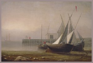 干潮時の漁船、1850年代頃 作： Fitz Henry Lane