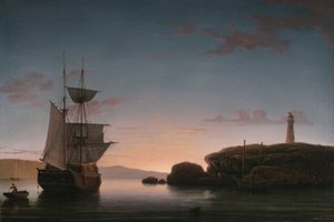 メイン州カムデンの灯台、1851年 作： Fitz Henry Lane