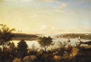 イプスウィッチ湾に向かうアニスカム川、1848年 作： Fitz Henry Lane