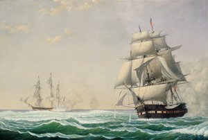 1815年、1850年にイギリス艦隊に従事するアメリカ合衆国フリゲート大統領