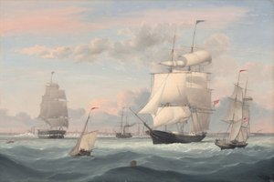 ニューヨーク港、1852年。 作： Fitz Hugh Lane