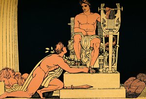 アポロに服従するオレステス、1880 作： Flaxman