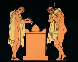 父の墓のオレステス、1880 作： Flaxman