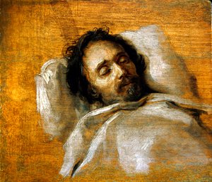 死の床にある男の習作（油彩・パネル）