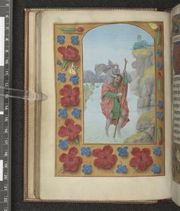 MS 54782 f.48v セント クリストファー、「ヘイスティングス アワーズ、キングスとラージスの崇拝」からのイラスト、c.1475-83 (ベラム) を追加 作： Flemish School