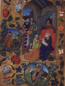 Add Ms 17280 fol.197b マギの崇拝、フラマン語の時間の本、ブルージュ (ベラム) より 作： Flemish School