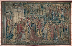 バトシェバは宮殿に命じた、ダビデとバトシェバのタペストリー、c.1510-15 作： Flemish School
