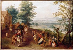 カントリーダンス 村のパーティーシーンフランドル派の絵画。17世紀 リスボン アンティカ美術館 作： Flemish School