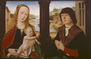 ディプティク-聖母子と寄付者、1490〜1500年頃 作： Flemish School