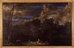 ファン・ブルーメン作とされるフランドル風景画 作： Flemish School