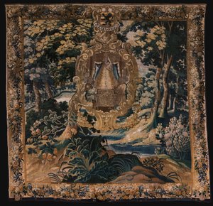フランダースのタペストリー。 黒いマドンナのある風景。 アウデナールデのアトリエ。 1665年。 作： Flemish School
