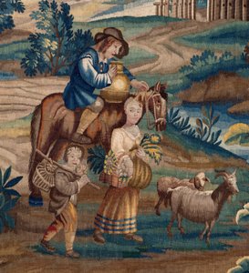 フランダースのタペストリー。 17世紀末。 教会 Sint-Walburgakerk Oudenaarde (Sint-Walburga の牧師) の所有物。 作： Flemish School