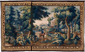 フランダースのタペストリー。 17世紀末。 教会 Sint-Walburgakerk Oudenaarde (Sint-Walburga の牧師) の所有物。 作： Flemish School