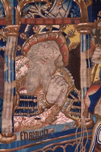 フランダースのタペストリー。 紅海 (パソ デル マール ロホ) を通過します。 1490年頃。詳細。 作： Flemish School