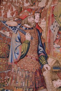 フランダースのタペストリー。 シリーズ道徳：名誉の美徳（De deugd van de Honores、名誉の美徳）。 1520年頃。 詳細 作： Flemish School