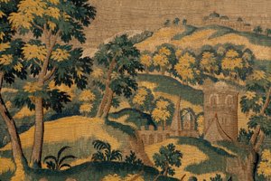 フランダースのタペストリー。 シリーズ サイラスの物語。 No VI Tomyris は、Cyrus の頭を血管に浸すように命じます (Tomiris manda sumergir la cabeza de Ciro en un recipiente lleno de sangre)。 Michiel Coxcie に基づく匿名。 アトリエアントワープ。 シルクとウー 作： Flemish School