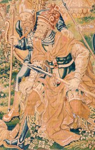 フランダースのタペストリー。 シリーズ The Book of Judith. ホロフェルネスの斬首 (La decapitación de Holofernes)。 シリーズ第7弾のタペストリー。 製造はオランダ、ブリュッセル(?)。 16世紀後半。 ファブリック ウール。 場所 聖ニコラス教会
