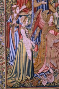 フランダースのタペストリー。 シリーズ 洗礼者聖ヨハネの歴史: キリストの洗礼 (Het doopsel van Christus)。 ブリュッセルのアトリエ。 1515-1520。 作： Flemish School