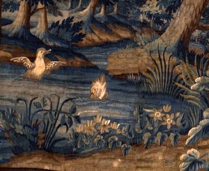フランダースのタペストリー。 新緑。 17世紀末から18世紀初頭。 教会 Sint-Walburgakerk Oudenaarde (Sint-Walburga の牧師) の所有物。 詳細。 作： Flemish School