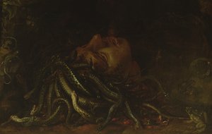 メデューサの頭（パネルに油彩） 作： Flemish School