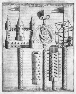 花火の設定方法、ディエゴウファノ作「Tratado de Artilleria」、ブリュッセル、1613年 作： Flemish School