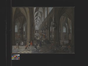 アントワープ大聖堂の内部（キャンバスに油彩） 作： Flemish School