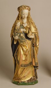 マドンナと子供、メッヘレンの学校、1500年頃（ポリクローム＆金色のオーク） 作： Flemish School