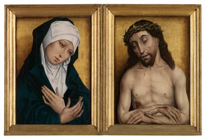 Mater Dolorosa and Man of Sorrows (パネルに油彩) 作： Flemish School