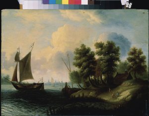 「海景」（海の風景） オランダ派絵画 17世紀 ミハイル・クロシツキー美術館、セヴァストポリ（セヴァストポリ） ウクライナ 作： Flemish School